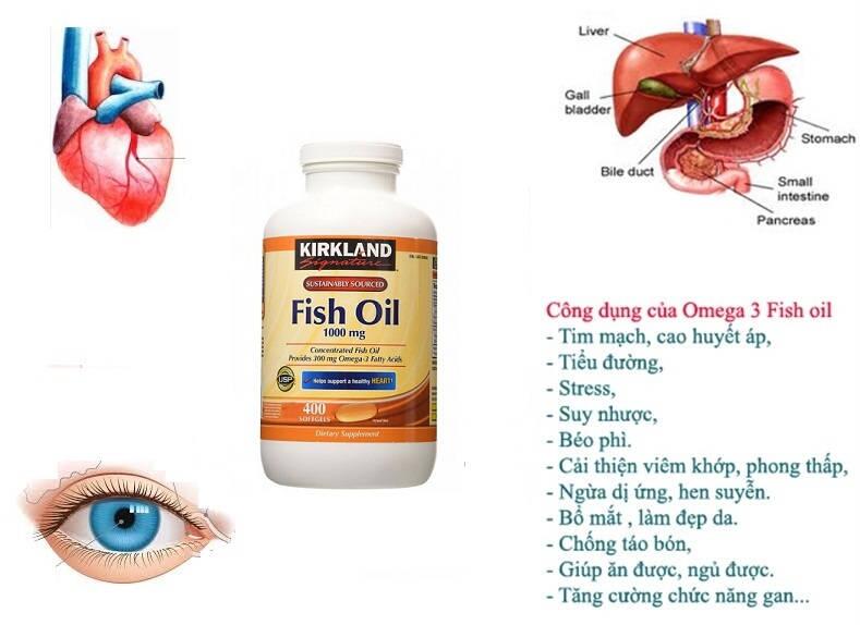 Dầu Cá Kirkland Omega 3 Fish Oil 1000mg Hộp 400 Viên